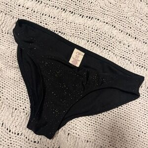 2000s Op Black glitter bikini bottoms.